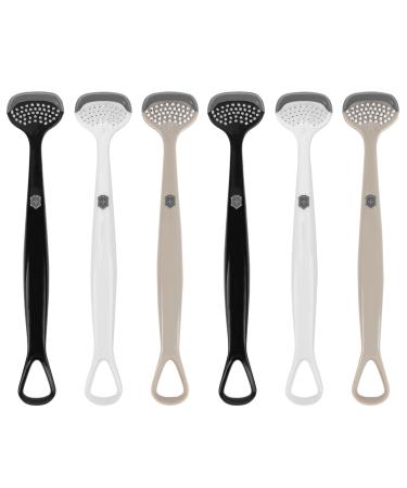 Adorila 6 Pack Tongue Brush and Scraper Tongue Cleaner for Adults Tongue Scraper Cleaner for Oral Hygiene and Fresh Breath