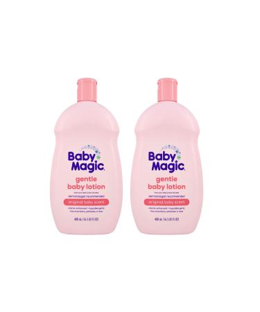 Baby Magic Gentle Lotion with Original Baby Scent Free of Parabens Mineral Oil 16.5 FL Oz (Pack of 2)