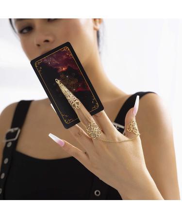 Punk Claw Finger Tip Rings - Gold Knuckle Nail Accessories for Women | Halloween Costume Jewelry - Buy Online on GoSupps.com