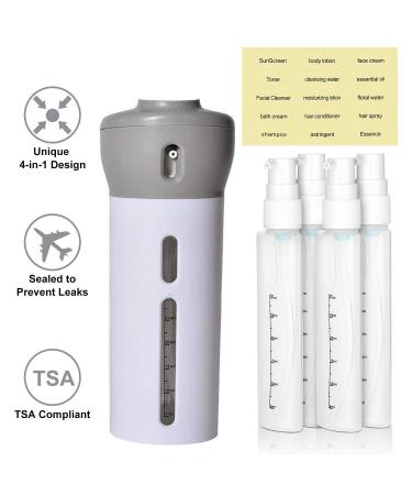 CHIVENIDO 4 in 1 Travel Dispenser Shower Bottles - 2 Pack Refillable Lotion Shampoo Gel Bottles (Pink+Gray) - Buy Online on GoSupps.com