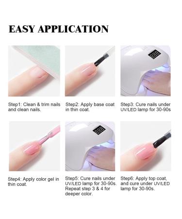 VNICESLI UV Nail Polish 4 Pack - Translucent Jelly Semi-Permanent Gel Lacquer in Milky Pink & Natural Nude | DIY Manicure Kit - Buy Online on GoSupps.com