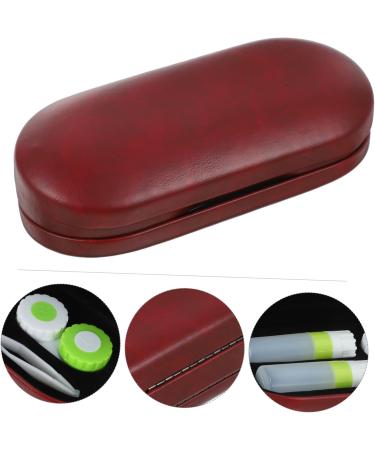 Homsfou Travel Bag Set - Portable Sunglasses & Contact Lens Case - Double Glasses Holder - Compact Red PU Design for Easy Travel - Buy Online on GoSupps.com