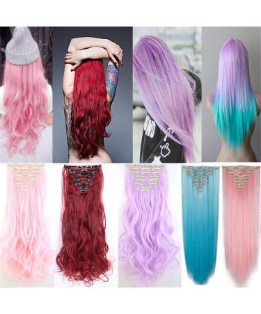 24 Inch Synthetic Clip-In Hair Extensions - 8pcs Set of High-Temperature Fiber Wig for Effortless Volume & Length - Buy Online on GoSupps.com