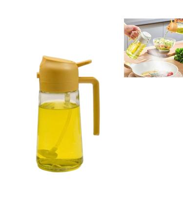 2 in 1 Kitchen Oil Dispenser and Oil Sprayer Olive Oil Dispenser Bottle for Kitchen Cooking Oil sprayer for cooking kitchen salad barbecue (Yellow)