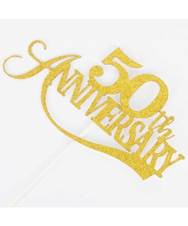 Tenhaisi Glittery Gold Happy 50th Anniversary Cake Topper Hello 50 Wedding Party Decorations Cheers to 50 Anniversary Birthday Party Supplies - Buy Online on GoSupps.com