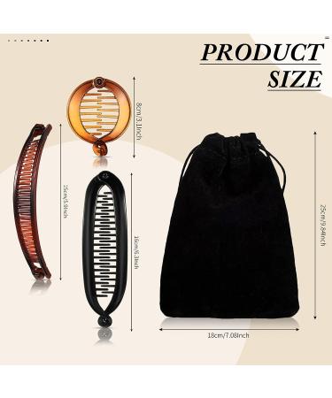 12-Piece Banana Hair Clips Set - Classic Clincher Combs Large Double Comb Fishtail Clip for Women - 4 Styles in Tortoiseshell, White, Clear & Black - Buy Online on GoSupps.com