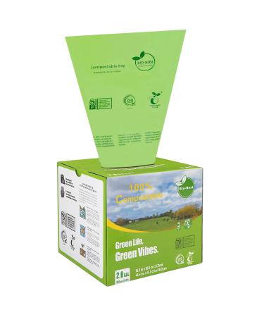 Bio-Bosi Compostable Trash Bags 2.6 Gallon Compost Bags 100 Count 9.84 Liter Extra Thick 0.71 Mil Biodegradeable Small Trash Bags for Kitchen ASTM D6400 US BPI & Europe OK Compost Home Certified 100 Count (Pack of 1) 2.6 Gallon