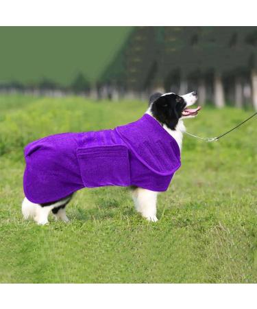 Purple Dog Waded Coat & Super Absorbent Towel - Soft Adjustable Bathrobe for Pets (XL 64cm) - Buy Online on GoSupps.com