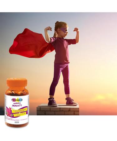 PEDIAKID - Immunity Gums - Natural Formula with Delicious Raspberry Aroma - Contributes to the Normal Functioning of the Immune System - Supports the Defenses of the Body - Pack of 2 Pill Boxes - Buy Online on GoSupps.com