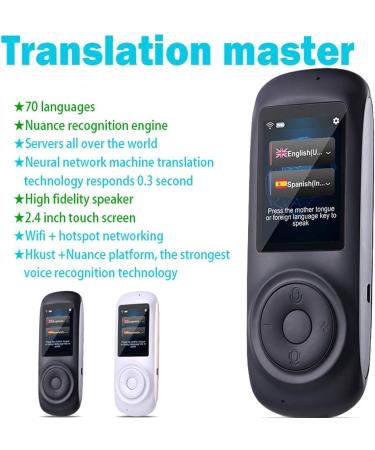 Portable Voice Translator Smart Foreign Language Translator Device Wifi/4G Two-Way Speech/Text 2.4 Inch Touch Screen Support 70 Languages for Travel Business White Good Times Black - Buy Online on GoSupps.com