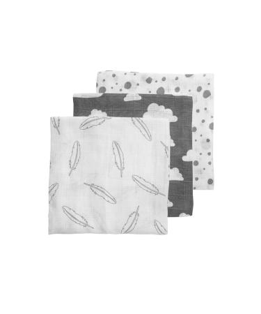 Meyco Muslin Diaper Set of 3 - 70x70 cm Feather Cloud Dots Grey-White | International Shipping Available - Buy Online on GoSupps.com