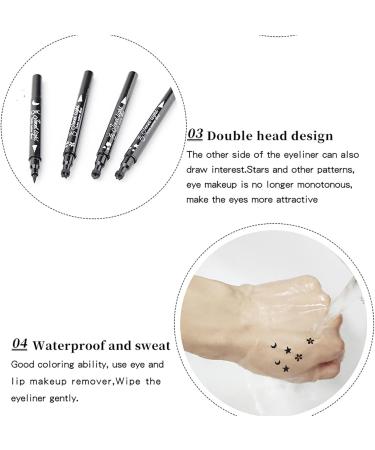 CHSEEO 4 Pcs 2 Heads Liquid Eyeliner Set Eyeliner Stamp 24 Hr Wing Cat Eye Coloful Eyeliner Waterproof Smudge Proof Longwearing Quick Drying Eyeliner Pencil - Star Moon Heart Beginners Makeup Gift - Buy Online on GoSupps.com