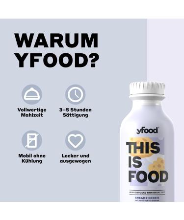 YFOOD Drink Creamy Cookie | Delicious On-the-Go Meal | 33g Protein 26 Vitamins & Minerals | 12x500ml Pack with 3.00 Deposit - Buy Online on GoSupps.com