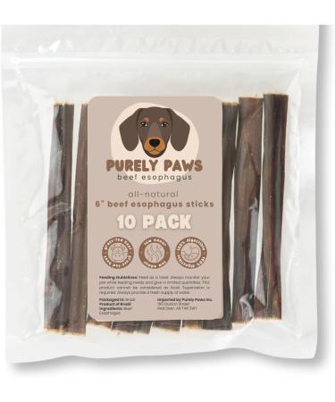 Purely Paws All-Natural Beef Esophagus Sticks - Safe High-Reward Dog Chew Sticks- Rawhide Free - (6" 10 Count) 6" (10 Pack) - Buy Online on GoSupps.com