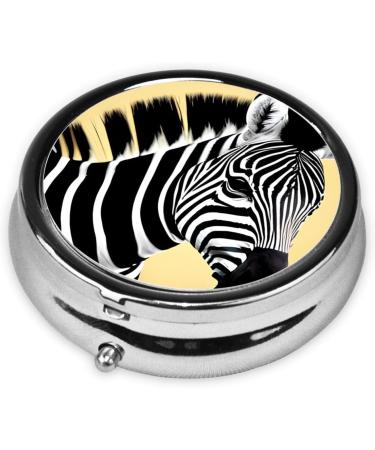 Black and White Zebraround Pill Box - 3 Compartments Portable Organizer for Purse & Pocket - Travel-Friendly Pill Case - Buy Online on GoSupps.com