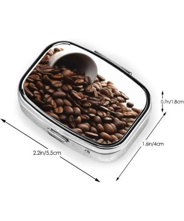 Coffee Beans Printed Square Pill Box - Portable Travel Medicine Organizer | Shop Now - Buy Online on GoSupps.com