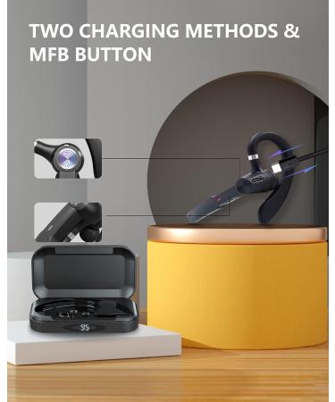 Bluetooth Headset with ENC Mic | Trucker Wireless Headset 55Hrs Playtime | Bluetooth 5.3 Hands-Free Calling | Voice Announce | Charging Case | Driving/Business | Upgrade Version - Black - Buy Online on GoSupps.com