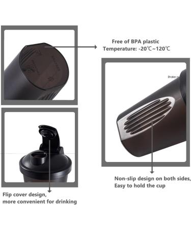 Buy OOTD 400ml Leakproof Protein Shaker Bottle - BPA Free Sieve & Scale for Perfect Supplements | Fitness Mixer (Black+White 2PCs) - Buy Online on GoSupps.com