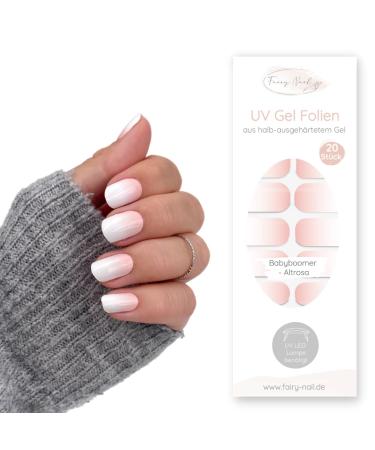 Fairy nail uv nail foils baby boomer self -adhesive gel foils half hardened 20 pieces nailwraps nail polish strips to stick (baby boomer altrosa) - Buy Online on GoSupps.com