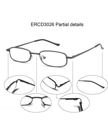 Portable Reading Glasses 4 Pack - Slim Thin Design with Pocket Case - Gunmetal 1.5 Diopters for Men & Women - Buy Online on GoSupps.com