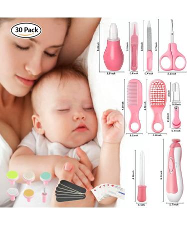 30 in 1 Baby Healthcare & Grooming Kit | Portable Electric Nail Trimmer Set | Newborn Nursery Care Essentials with Medicine Dispenser & Haircut Tools - Pink - Buy Online on GoSupps.com
