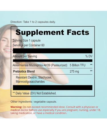 UpNourish Probiotics for GLP-1 Support 5 Billion TFU Akkermansia Muciniphila for Digestive Health Leaky Gut Immunity and Metabolic Health Prebiotics and Probiotics for Women and Men 60 Capsules AKK Prebiotics - Buy Online on GoSupps.com