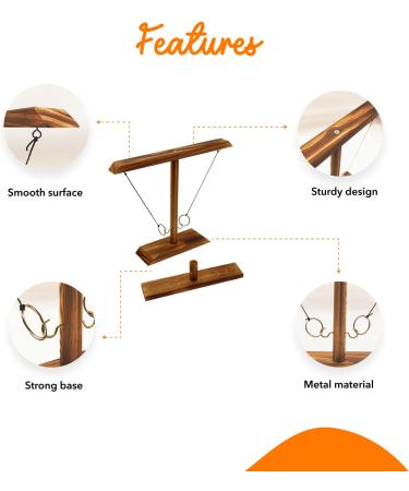 ViVACious Ring Toss Game Set for Home and Party Fun - Handmade Wooden Hook and Ring Game for Adults and Kids - Buy Online on GoSupps.com