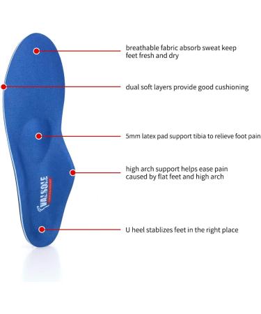 Valsole Orthopedic Insoles for Men & Women - Soft Shoe Inserts for Flat Feet Plantar Fasciitis and Foot Pain Relief - Size 35-36 EU (23cm) V107B - Buy Online on GoSupps.com