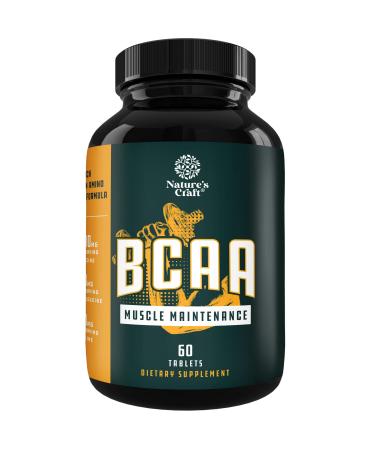 Branch Chain Amino Acids Supplement - Vegan BCAA Capsules Post Workout Muscle Recovery and Muscle Growth Support - Branched Chain Amino Acids Supplement for Men and Womens Workout Recovery 60 Count 60 Count (Pack of 1)
