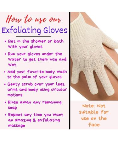 Exfoliating Bath and Shower Gloves for Smooth Skin | Deep Body Scrub & Massage | Removes Dead Skin | Reusable - 3 Pairs (6 Gloves) White - Buy Online on GoSupps.com