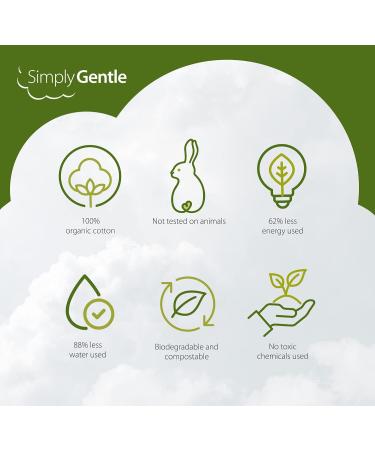 Simply Gentle Organic Cotton Pads Dual sided - Sealed Edges - Low Lint - 100% Organic Cotton Wool 100 Count (Pack of 6) - Buy Online on GoSupps.com