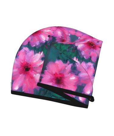 Pink Floral Coral Velvet Dry Hair Cap - Ideal for Home Travel & Pool Parties | Quick Drying & Soft - Buy Online on GoSupps.com