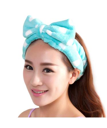 Demarkt Bowknot Headband Hairband Hair Accessories Hair Wrap for Makeup Facial Cleansing Facial Care Blue