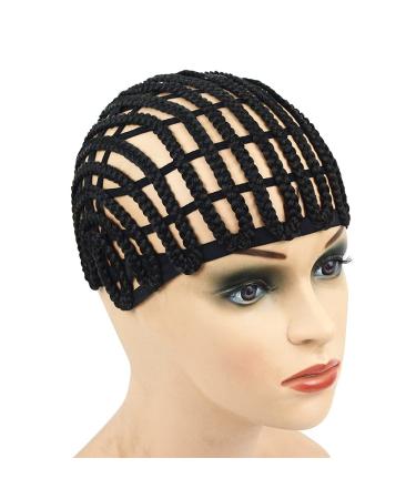 1Pc Black Wig Cap Braided Cap Crochet Wig Cap Adjustable Elastic Band and Hair Clips Weaving Wig Caps for Wig Making