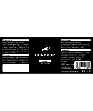 Hundpur Tick Tincture 50ml - Natural Tick & Insect Repellent for Dogs - Essential Oils Against Ticks Fleas Mites & Mosquitoes - Made in Germany - Buy Online on GoSupps.com