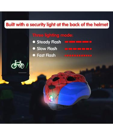 ATPHFETY Kids Toddler Bike Helmet | Adjustable Boys Girl Helmets | Ages 1-8 | Multi-Sport for Bicycle Skate Scooter | LED Light | S 50-54cm | Spider Design - Buy Online on GoSupps.com
