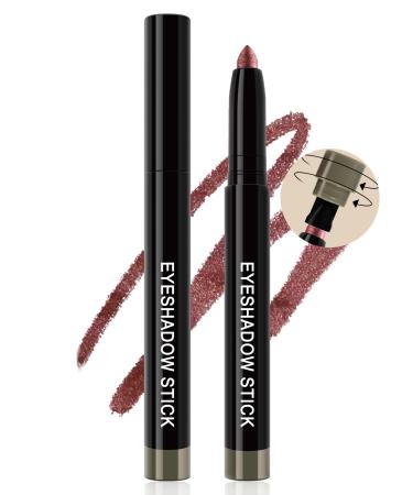 Glitter Cream Eyeshadow Stick Waterproof High Pigmented Shimmer Eyeliner Pencil Eye Shadow Pen Smudge-Proof & Long Lasting Crayon Eyeshadow Built-in Sharpener Eye Brightener Makeup Gift for Women-04#