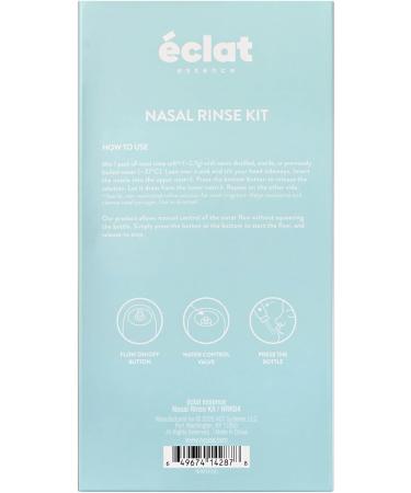 ECLAT Nasal Rinse Kit - Gentle Pressure Nasal Irrigation, Smart Control Auto Flow On/Off Valve, BPA-Free Nose Wash Cleaner Sinus Clearer for Kids & Adults with Cap, 2 Nozzles and 40 Salt Packs (500mL) - Buy Online on GoSupps.com