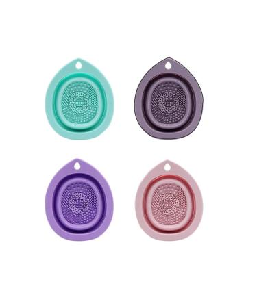 Silicone Makeup Brush Cleaner - Foldable Bowl for Powder Puff & Beauty Sponge | Scrubber Pad in Green - Clean Your Brushes Effortlessly - Buy Online on GoSupps.com