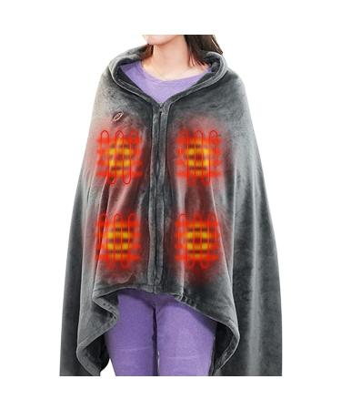 XJZ slope USB-heated warm coral savings scarf & wrap Intelligent electrical heating blanket kneecy blanket Washale heating scarf 3 steps Adjustable temperature 8 zones heating for at home gray 150*85cm