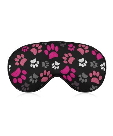 Pink Animal Paws Print Sleep Mask for Women Adjustable Sleeping Eye Shades Cover with Elastic Strap