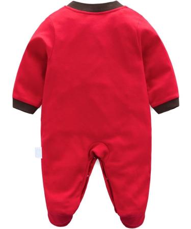 JiAmy Newborn Baby Romper Cotton Footie Long Sleeve Sleepsuit Pajamas Dog 0-3 Months - Buy Online on GoSupps.com