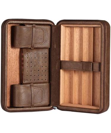Cigar Humidor Case Portable Leather Humidor Box in Cedar Wood with Humidifier and Removable Cedar Tray - Buy Online on GoSupps.com