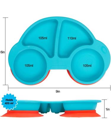 Qshare Toddler Plates - BPA-Free, Portable & Strong Suction | Dishwasher & Microwave Safe Silicone Placemat - 1CarBlue - Buy Online on GoSupps.com