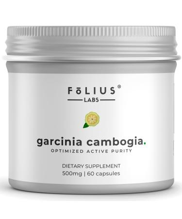 FOLIUS LABS Pure Garcinia Cambogia Extract Supplement 500mg - 100% Natural HCA Extract Concentrated to 60% - Supports Healthy Digestion and Metabolism - 60 Capsules