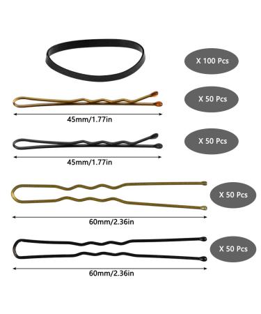 300-Piece Hair Clips & Bands Set | 100 Hair Bands & 200 U-Shaped Hairpins | Gold & Black Storage Box for Girls/Women - International Shipping Available! - Buy Online on GoSupps.com