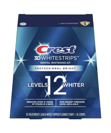 Crest 3D Whitestrips Professional Bright Levels 12 Teeth Whitening Kit, 18 Treatments, 1, 36.0 Count
