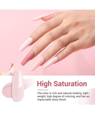 AZUREBEAUTY 12 PCS Portable Dip Powder Nail Starter Kit - Nude Pink Glitter French Nail Art Set - Buy Online on GoSupps.com