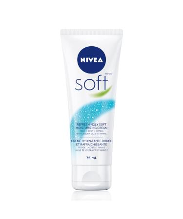 NIVEA Soft All-Purpose Moisturizing Cream (75 mL) Everyday Moisturizer and Hand Cream for Use After Hand Sanitizer or Hand Soap Light and Non-Greasy Formula