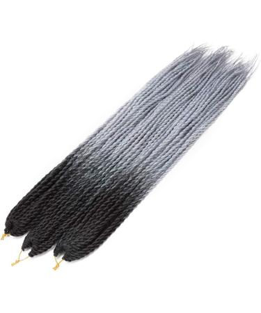 24" Inch/60CM Crochet Twist Kinky Curly Hair Extensions Synthetic Weave Hair Ombre Braiding Hair Heat Resistant For Women Ladies - Black & Silver Grey - Buy Online on GoSupps.com